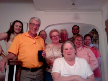 From left to right, Rachael Polglaze, Steve Benton, Monica Grismer, Susan Benton, Rob Butz, Tom Owenby, Sue Alexander, Leslie Rennie. Sitting in front, Barb Baysinger.